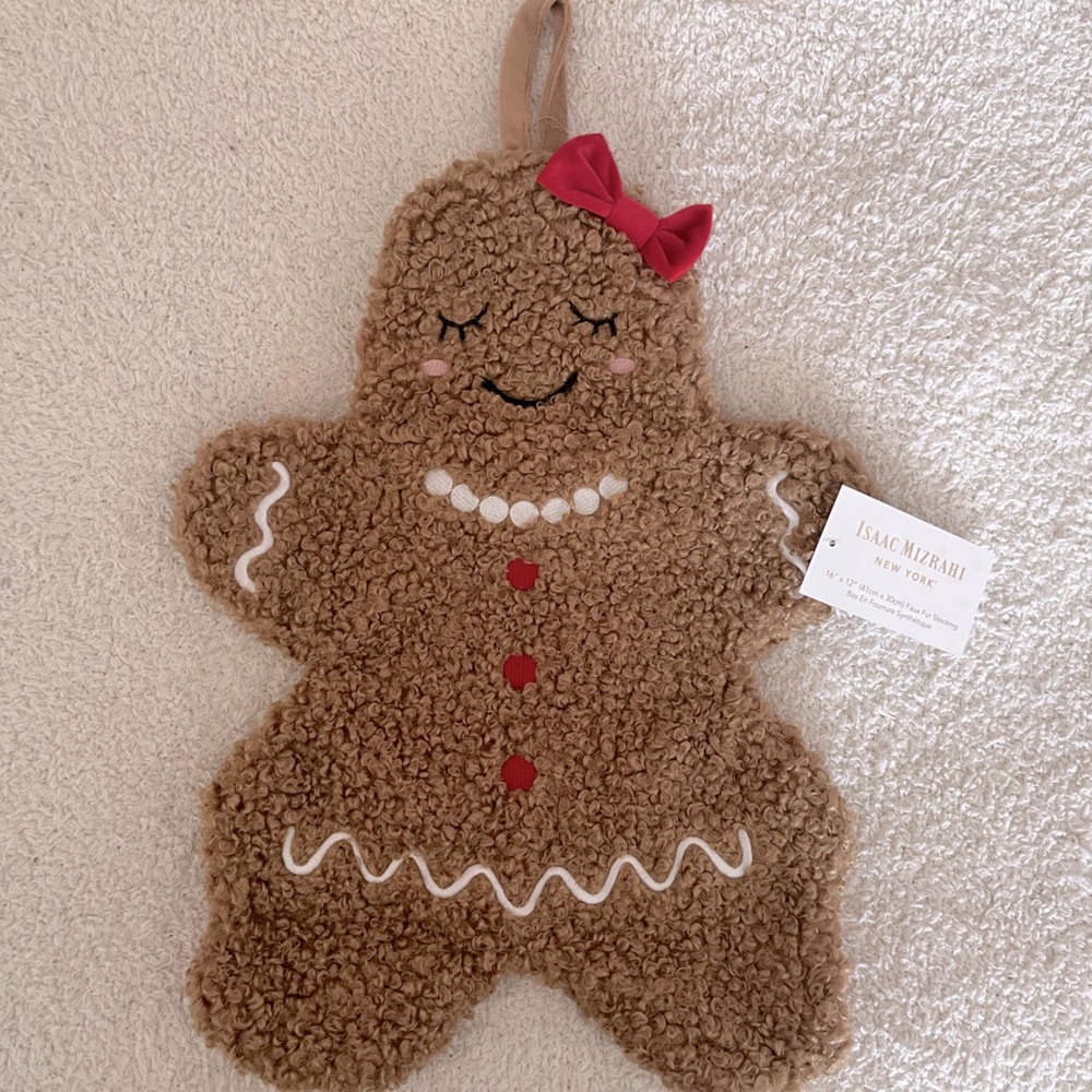 Gingerbread Girl Faux Fur Stocking.